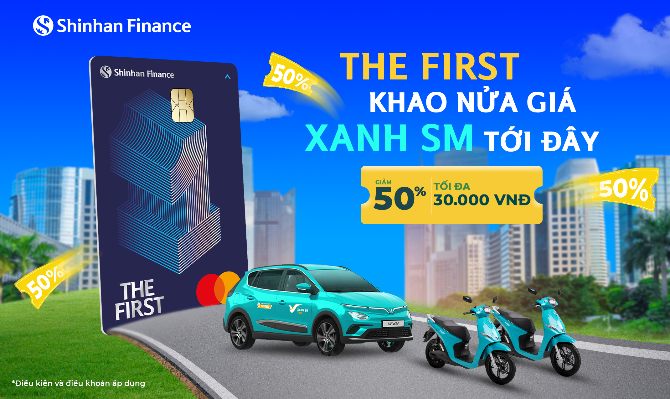 Shinhan Finance khao nửa giá khi sử dụng dịch vụ cùng Xanh SM