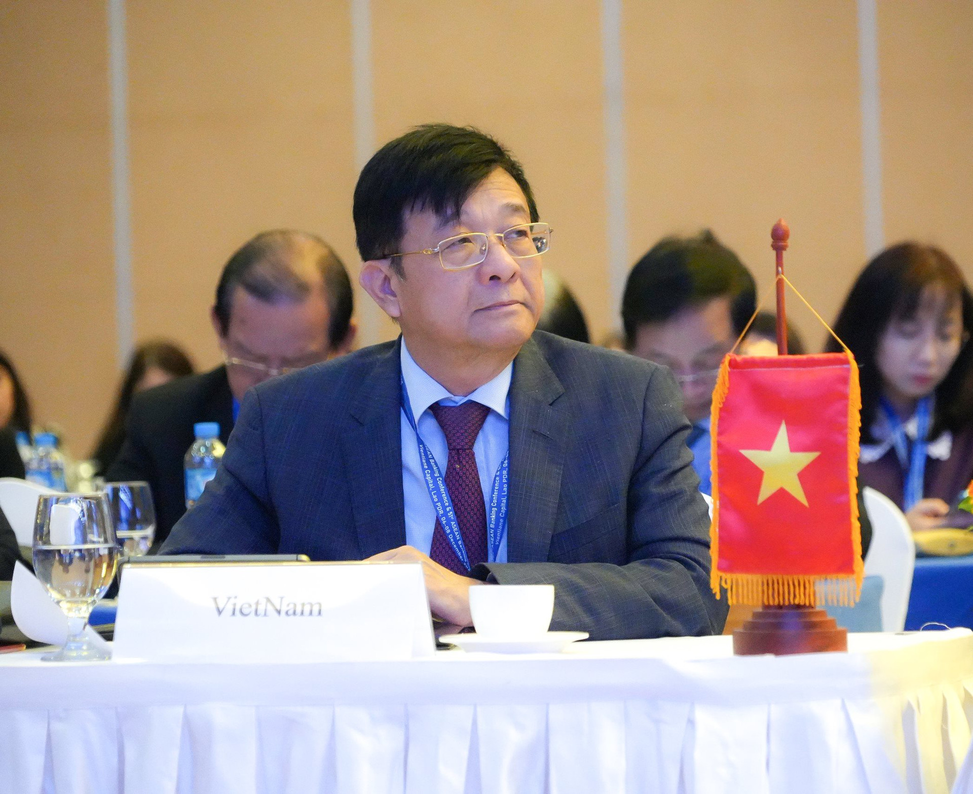 Phó Chủ tịch - Tổng Thư ký Hiệp hội Ngân hàng Việt Nam, ông Nguyễn Quốc Hùng tại Hội nghị. Ảnh: Bảo Đăng