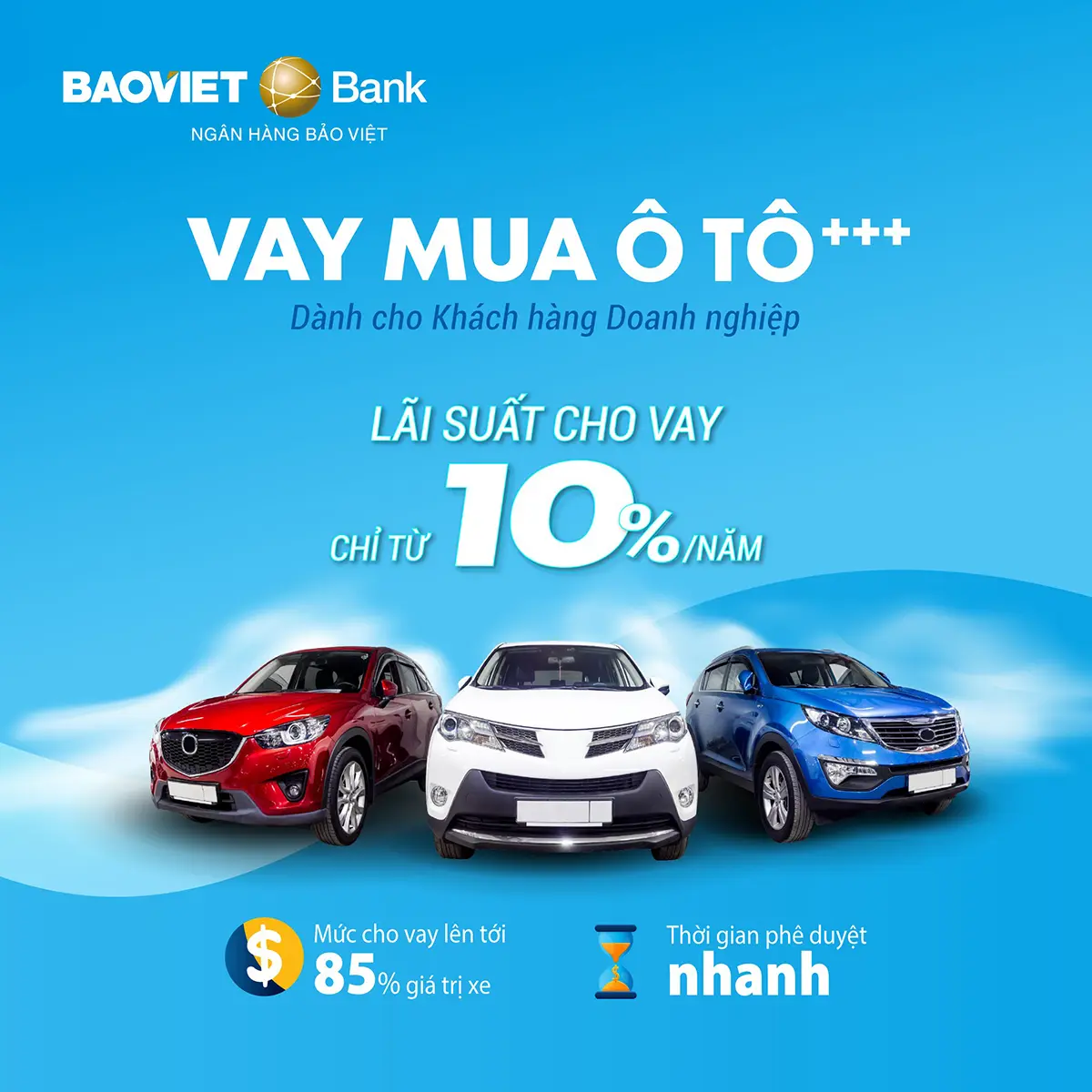 BAOVIET Bank mở rộng điều kiện cho vay mua ô tô +++, với 03 điểm vượt trội mới