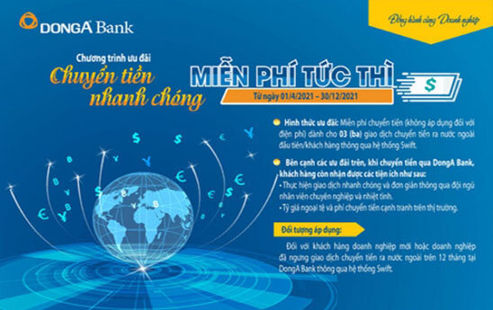 DongA Bank ưu đãi miễn phí chuyển tiền quốc tế dành cho khách hàng doanh nghiệp