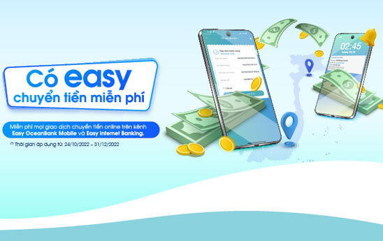 OceanBank miễn phí mọi giao dịch chuyển khoản trên Ngân hàng điện tử