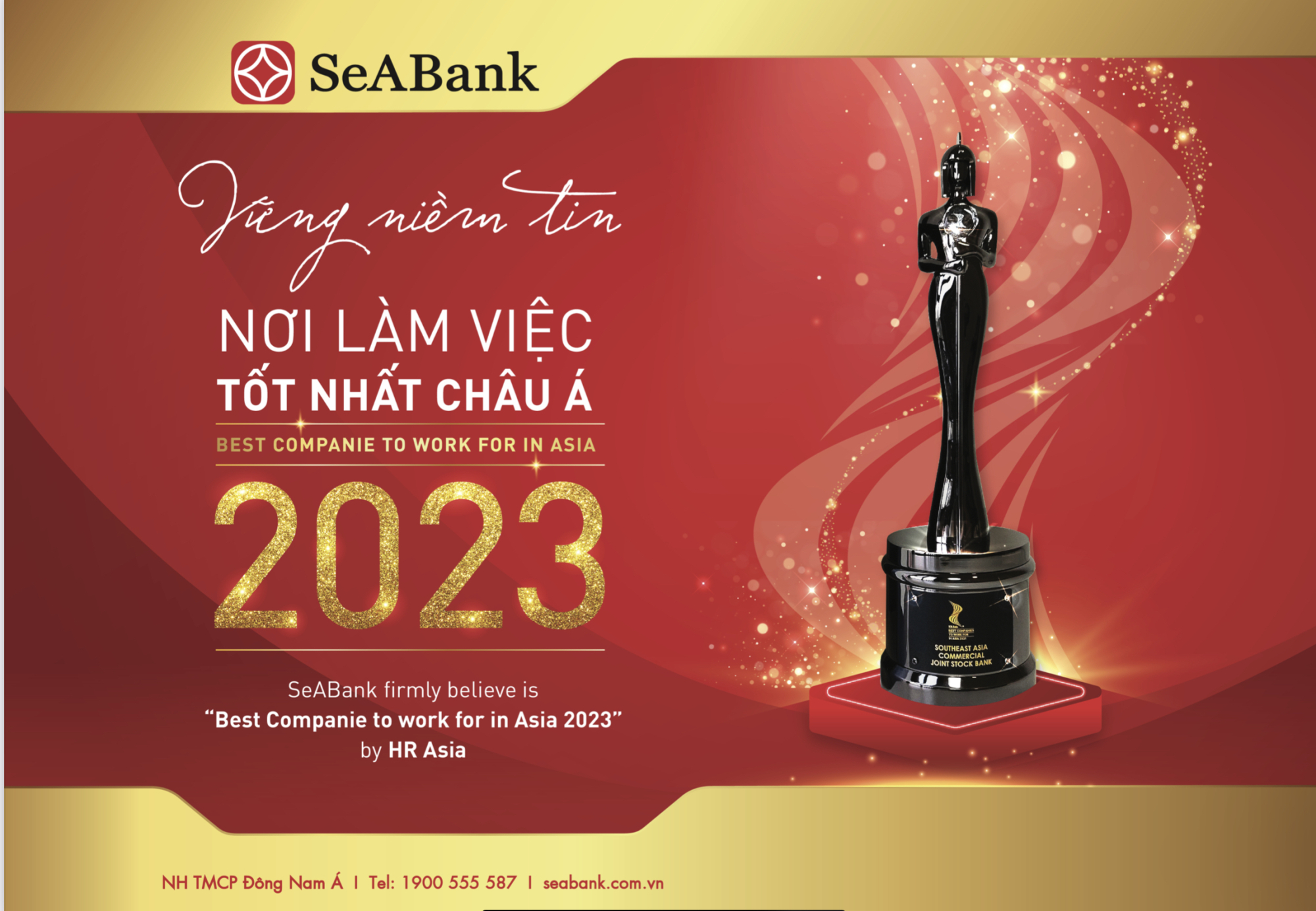 Ngân hàng SeABank được vinh danh “Nơi làm việc tốt nhất châu Á” trong 3 năm liên tiếp