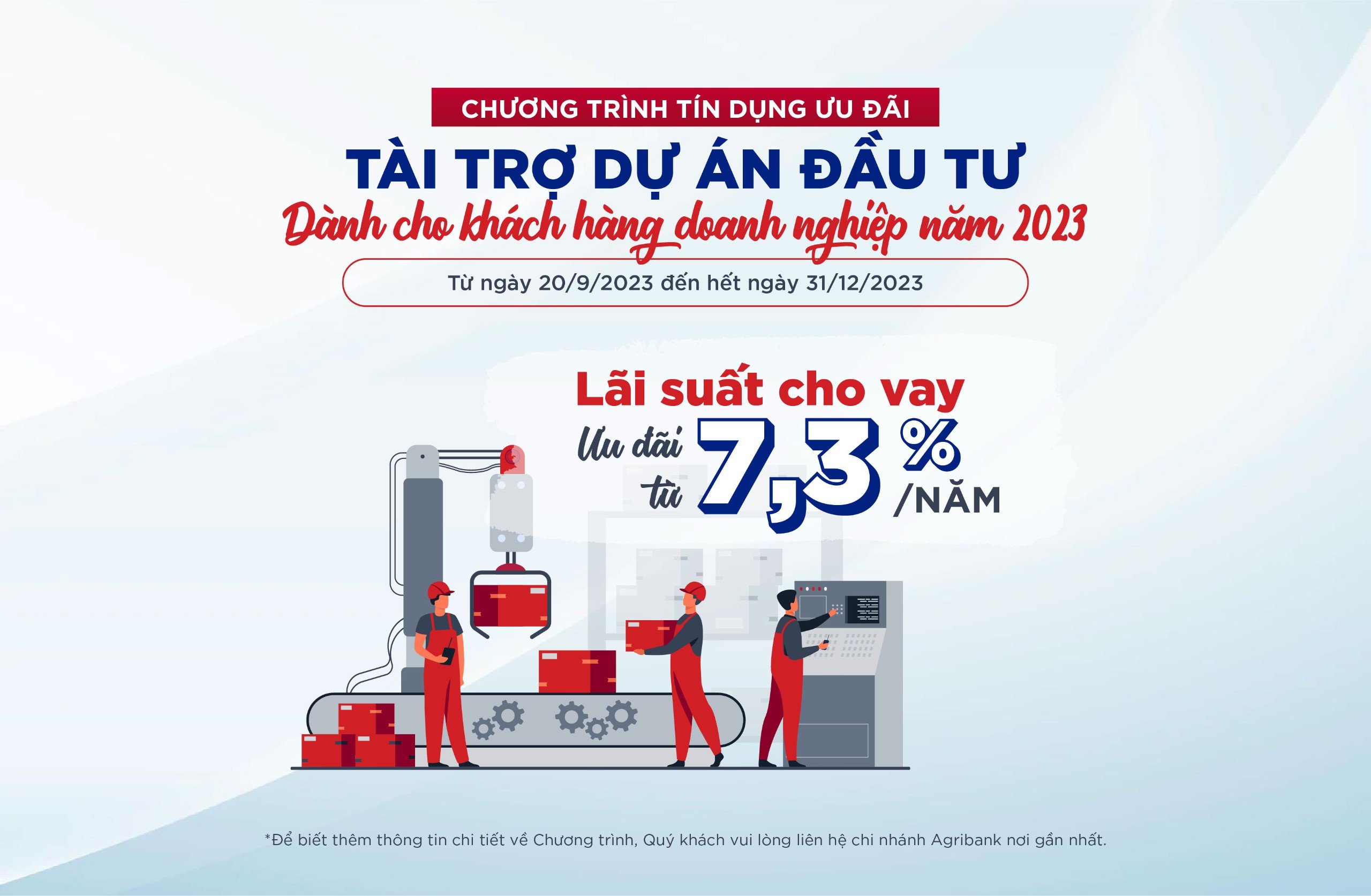 Ngân hàng Agribank cho vay ưu đãi khách hàng doanh nghiệp đầu tư dự án 5 ngành trọng điểm năm 2023