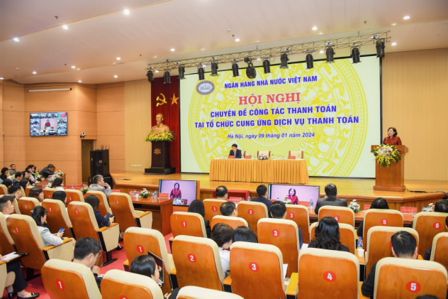 Toàn cảnh Hội nghị chuyên đề công tác thanh toán tại tổ chức cung ứng dịch vụ thanh toán