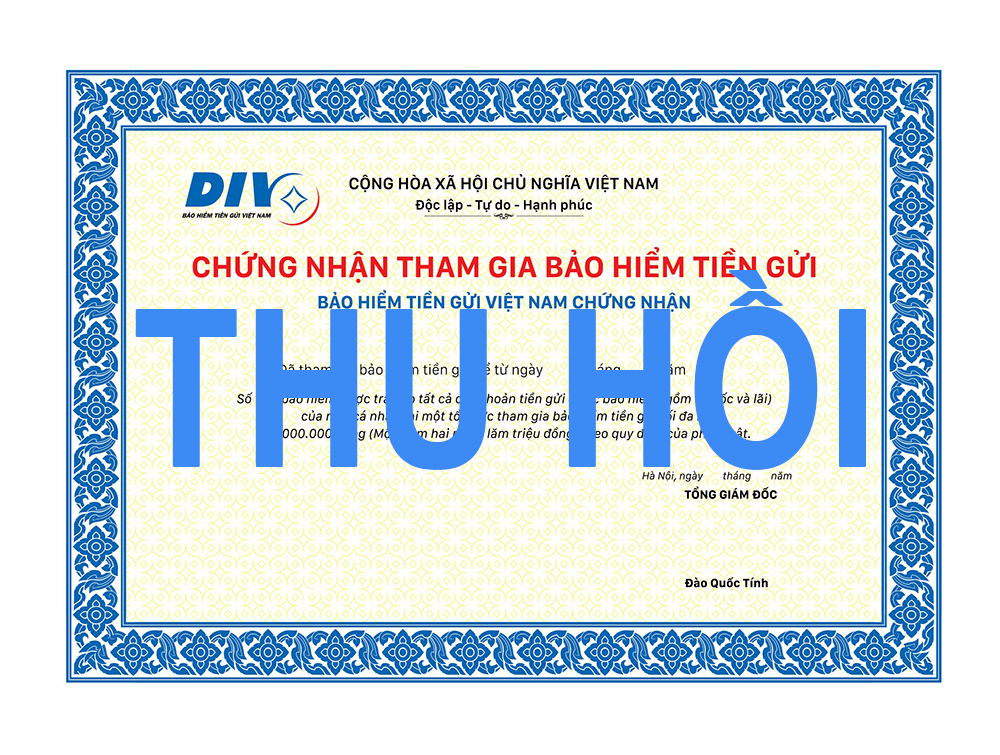 DIV thu hồi chứng nhận tham gia bảo hiểm tiền gửi số 91.07.1164.0001.2.2 của Quỹ tín dụng nhân dân Thạnh Lộc