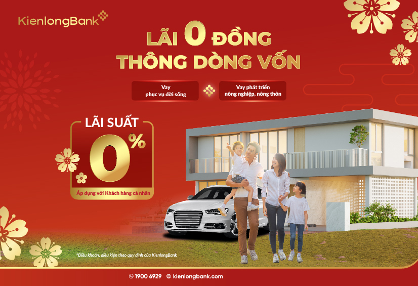 KienlongBank tung chương trình vay ưu đãi với lãi suất 0% dịp Tết năm 2024