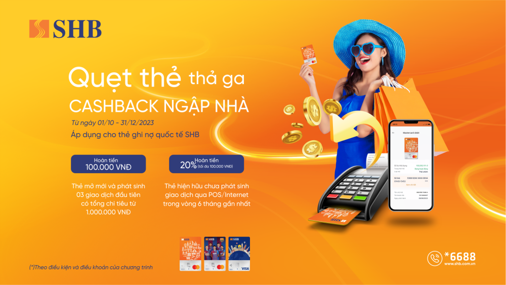 Quẹt thẻ thả ga, cashback ngập nhà với thẻ SHB