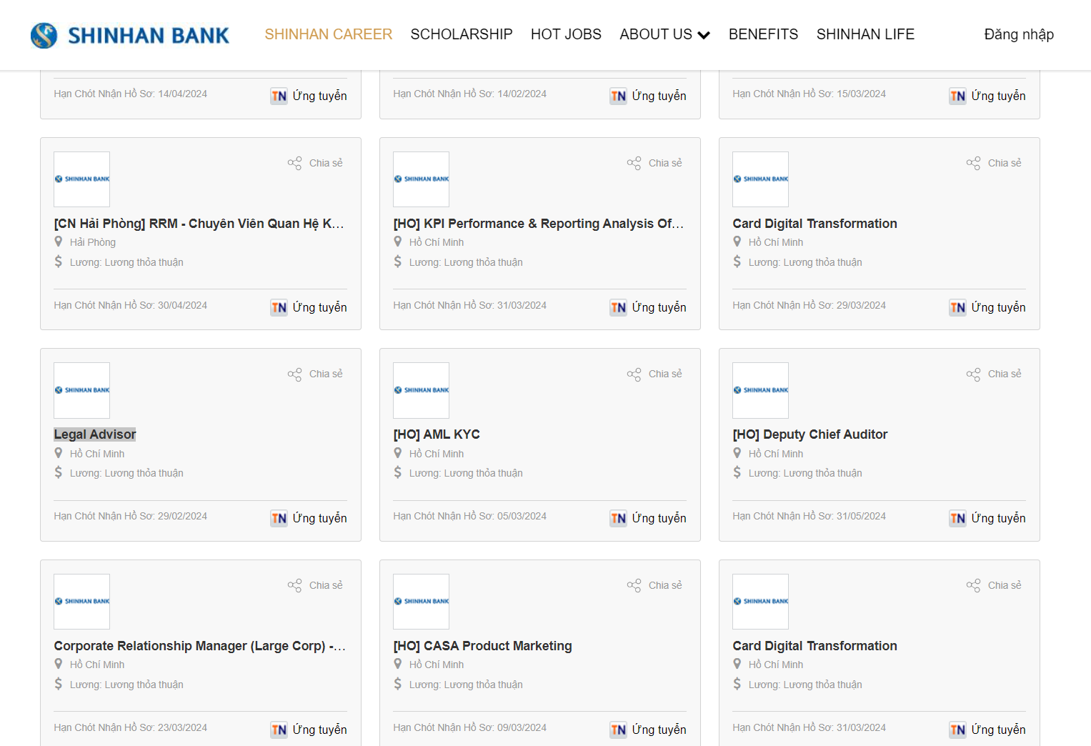 Shinhan Bank tuyển dụng nhiều vị trí năm 2024