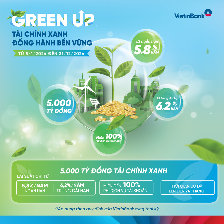 VietinBank ra mắt Gói tài chính xanh GREEN UP thúc đẩy doanh nghiệp phát triển bền vững