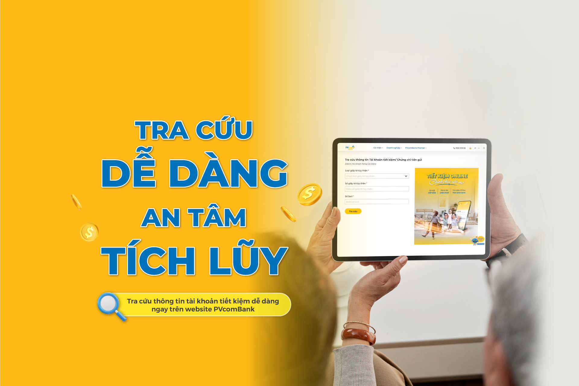 Tra cứu tài khoản tiết kiệm trên website PVcomBank