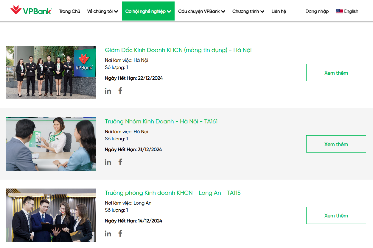 VPBank tuyển dụng