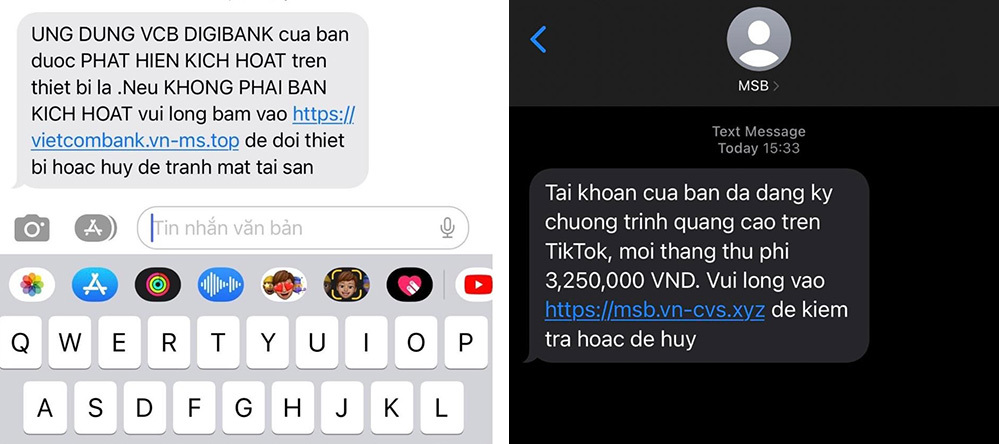 Ngân hàng không gửi tin nhắn chứa đường link tới khách hàng