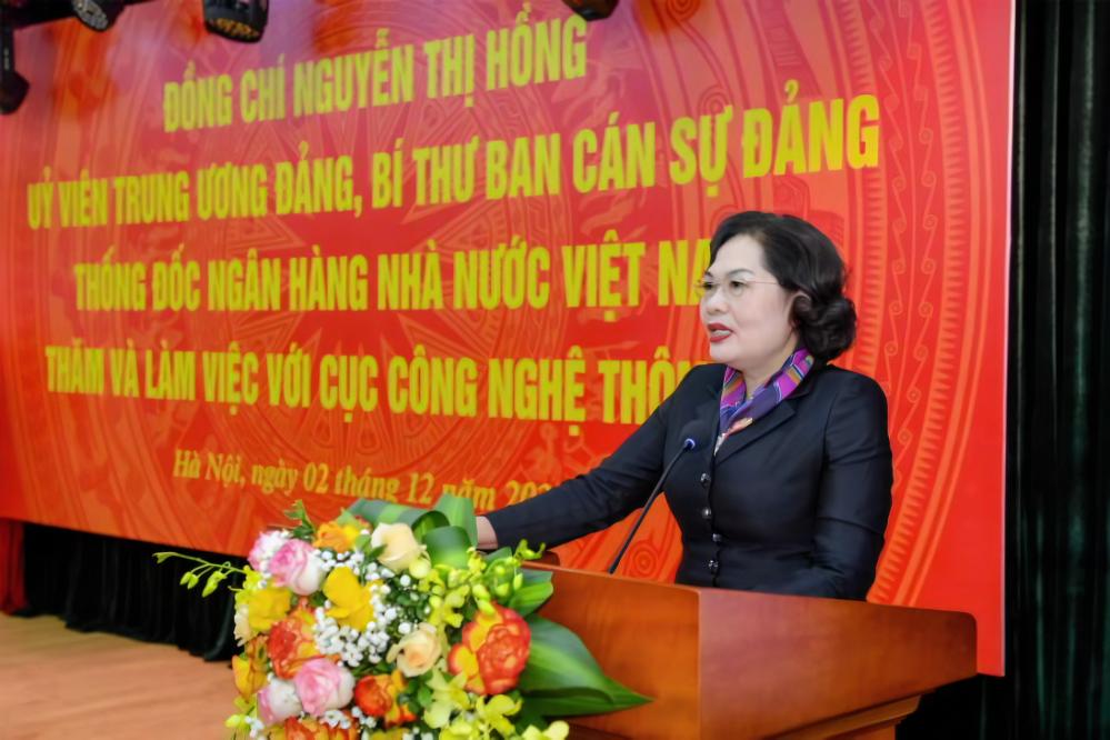Thống đốc NHNN Nguyễn Thị Hồng phát biểu kết luận buổi làm việc