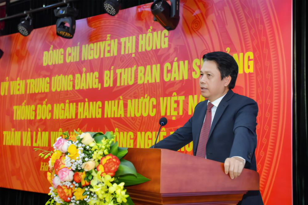 Phó Thống đốc Phạm Tiến Dũng phát biểu tại buổi làm việc