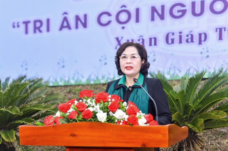 Thống đốc NHNN Nguyễn Thị Hồng phát biểu tại buổi Lễ
