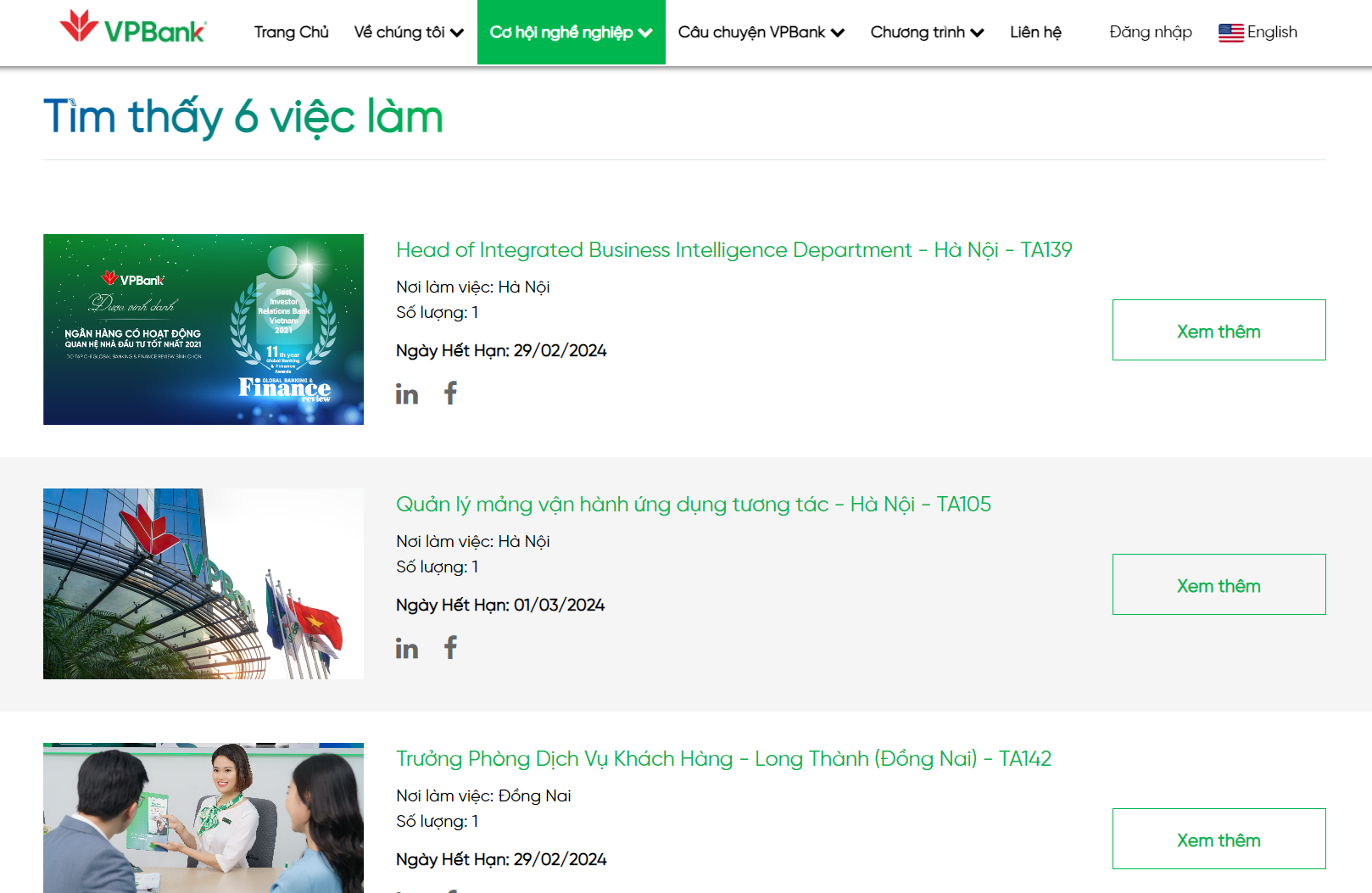 VPBank tuyển dụng nhiều vị trí cấp quản lý