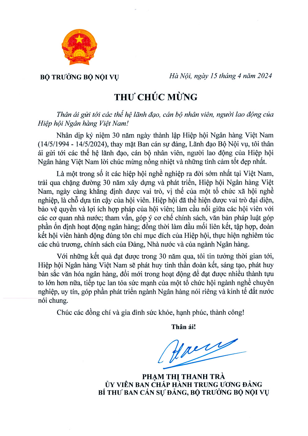 Thư chúc mừng