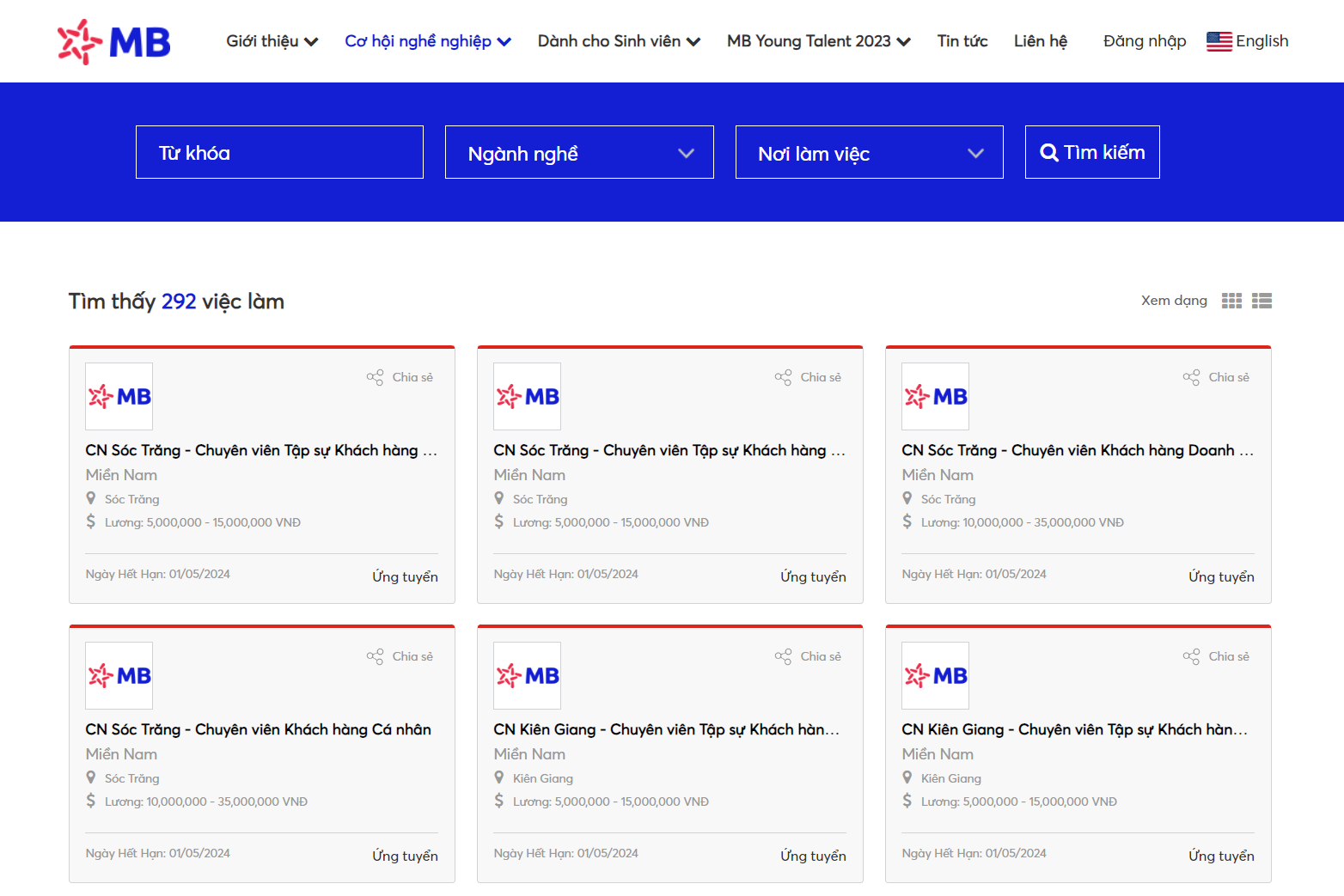 [Mới] - MBBank tuyển dụng nhân sự