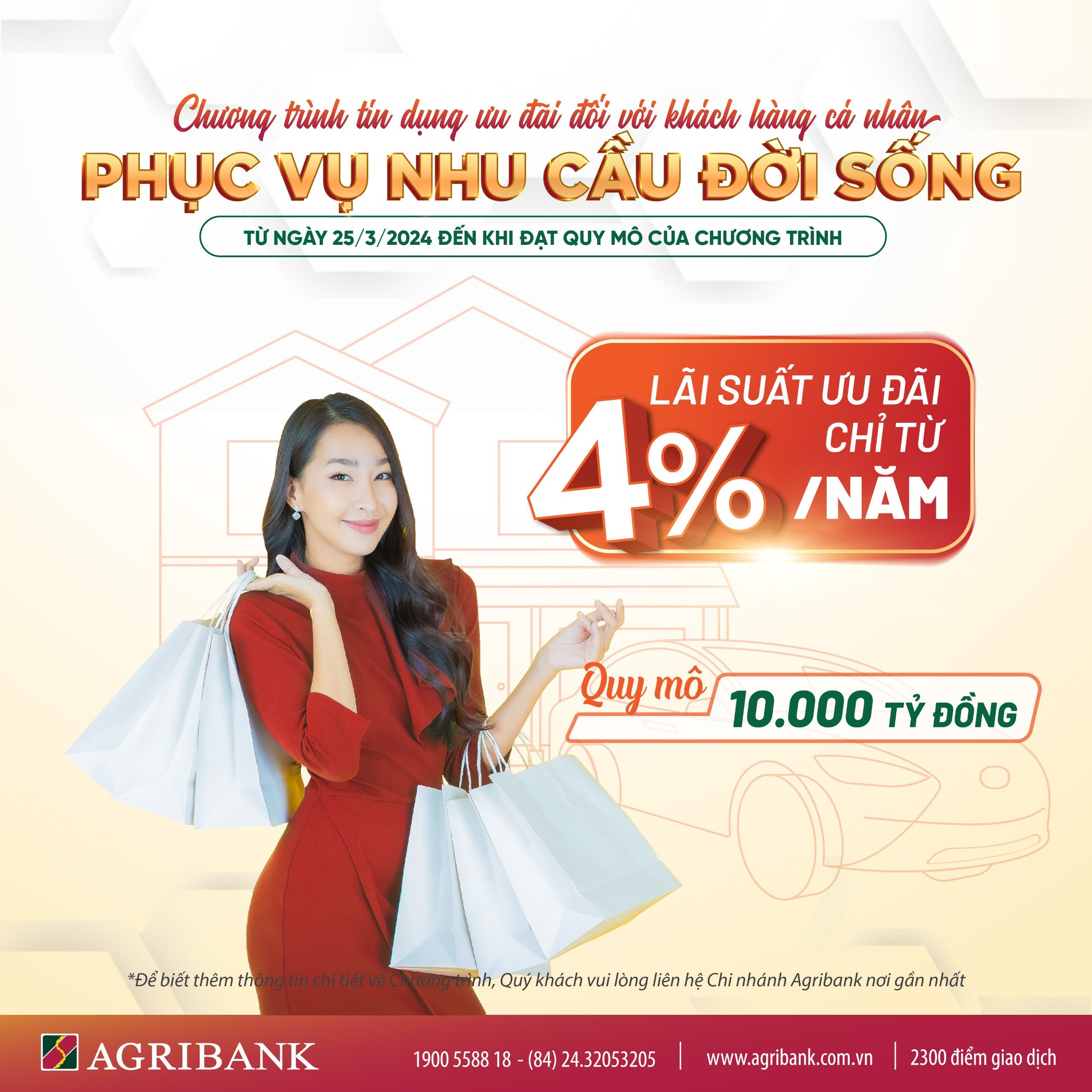 Agribank dành 10.000 tỷ đồng cho khách vay ngắn hạn với lãi suất từ 4,0%/năm