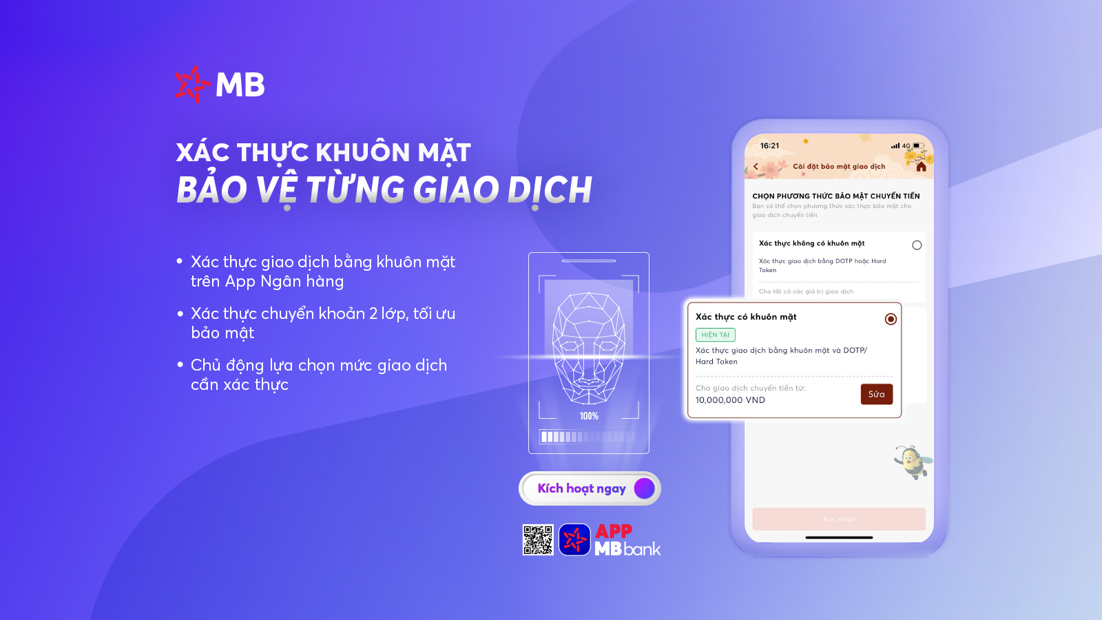 MB dẫn đầu ra mắt tính năng xác thực khuôn mặt trên App MBBank
