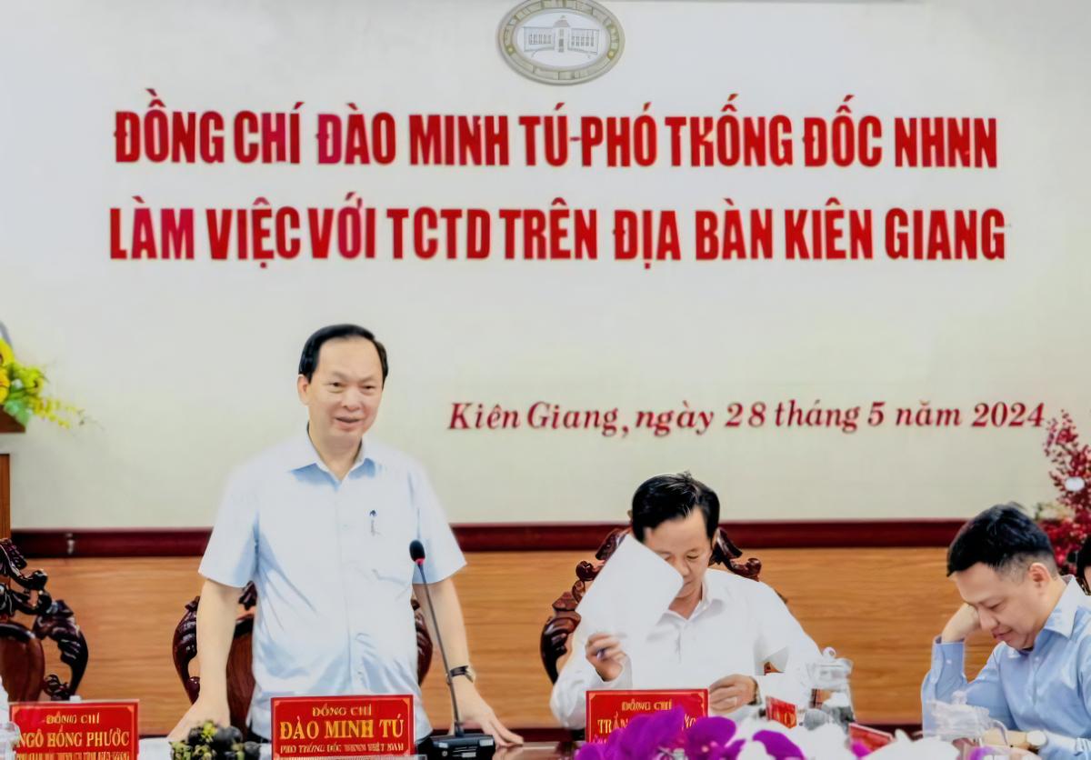 Phó Thống đốc NHNN Đào Minh Tú phát biểu tại buổi làm việc
