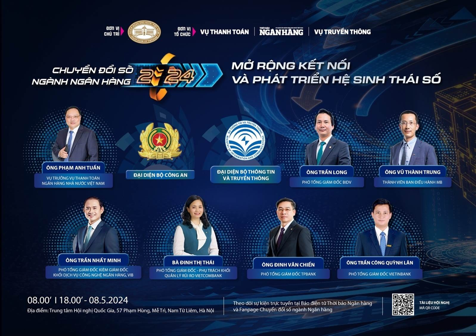 Chân dung các diễn giả có mặt trong phiên sáng Sự kiện Chuyển đổi số ngành Ngân hàng năm 2024
