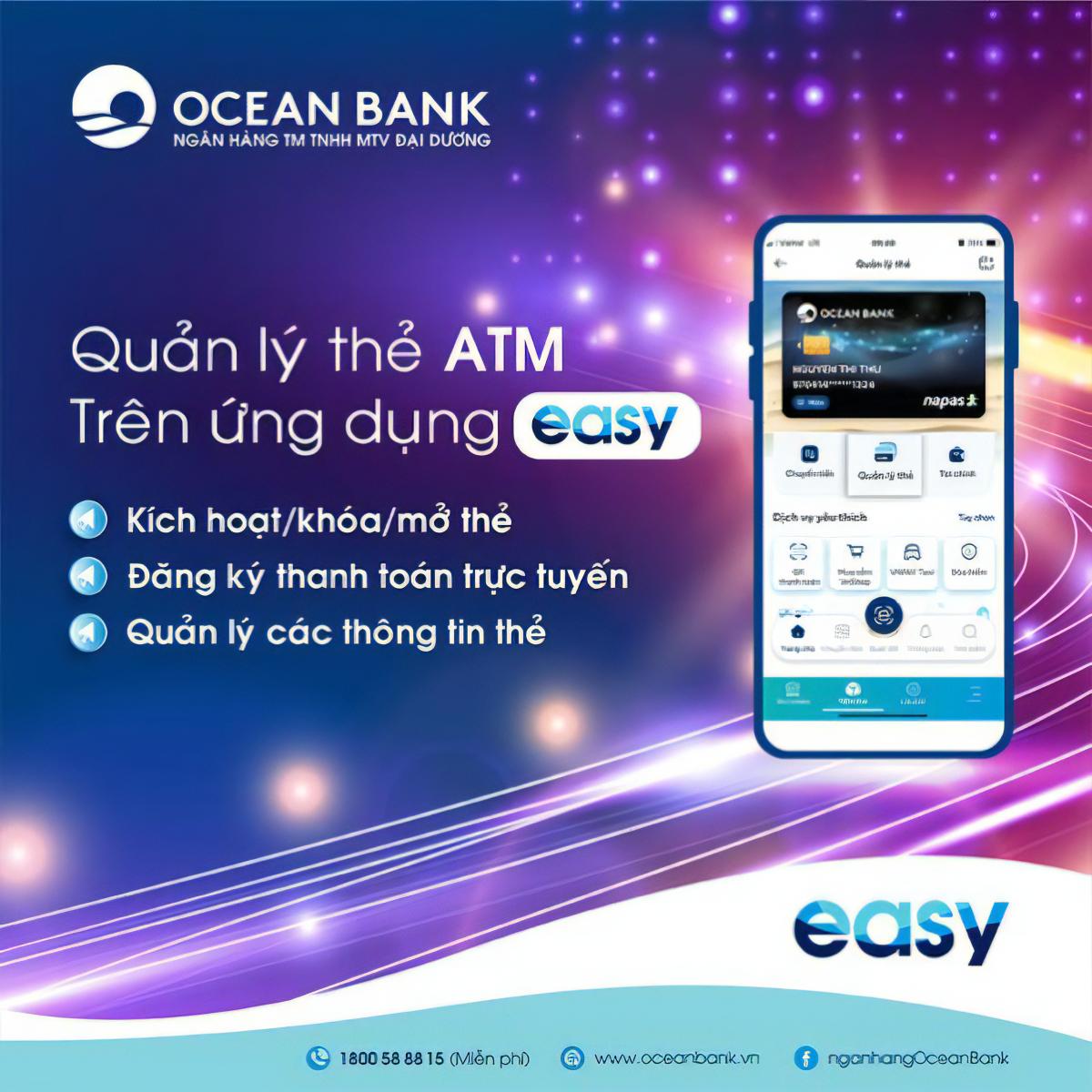 OceanBank nâng cấp tính năng “quản lý thẻ ATM