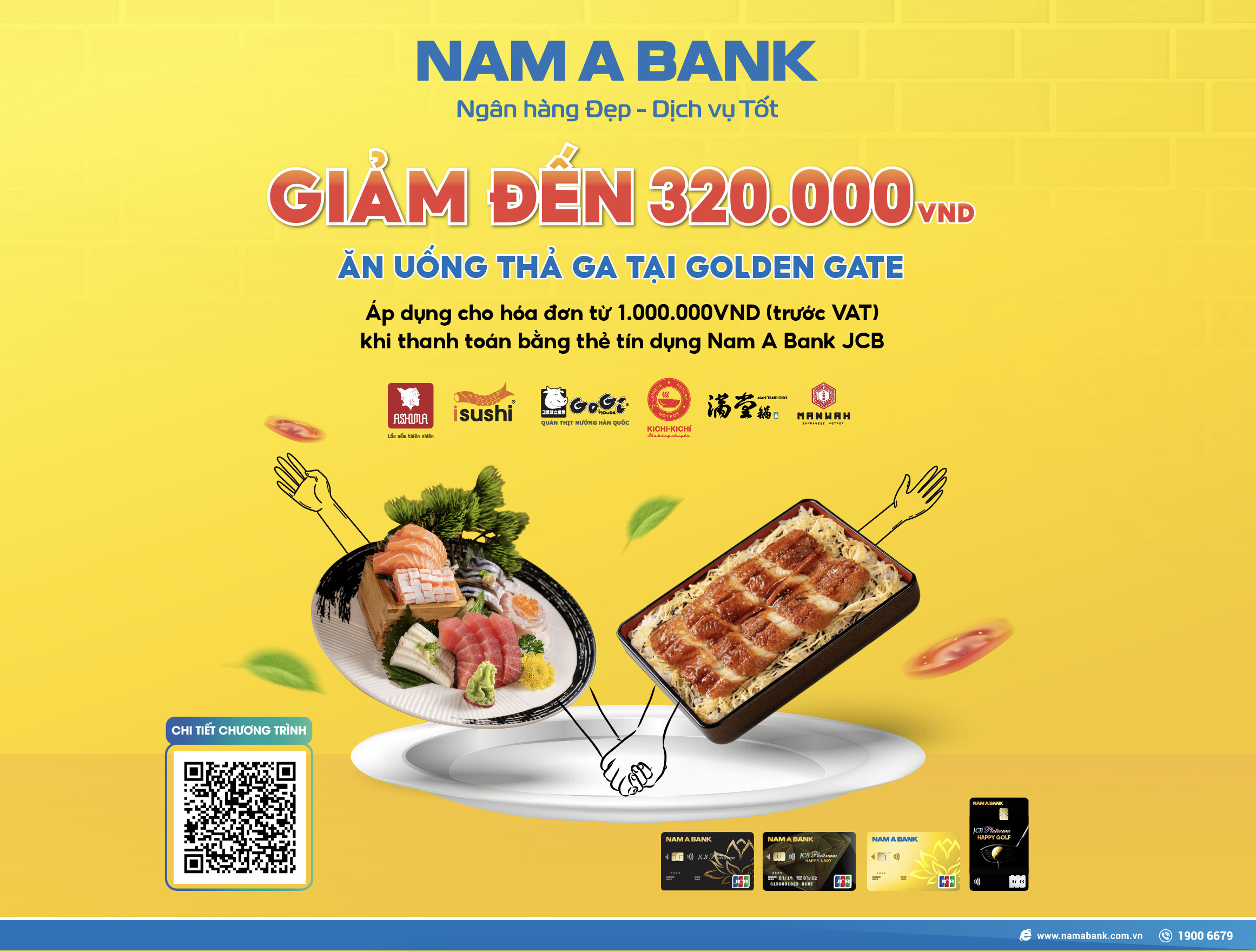 Chủ thẻ Nam A Bank JCB nhận ưu đãi giảm giá tại Golden Gate