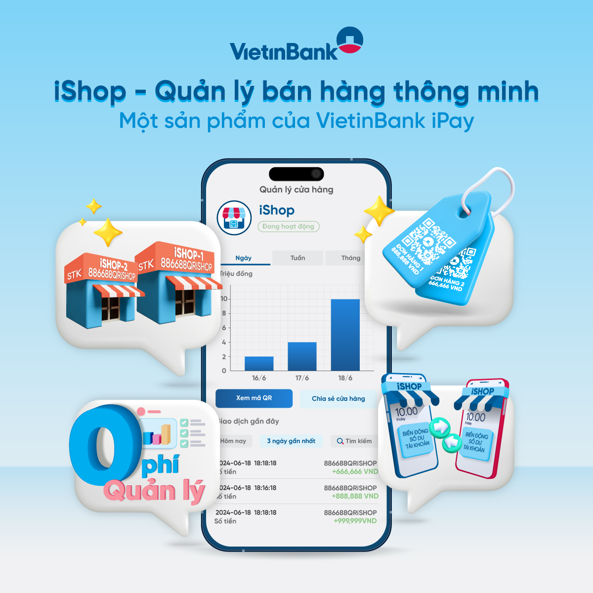 Tính năng iShop trên VietinBank iPay Mobile giúp chủ shop kinh doanh thuận tiện