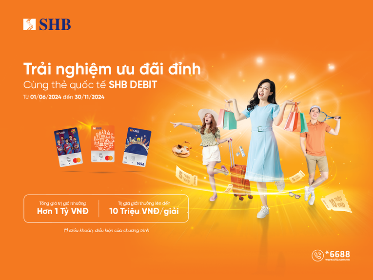 Ưu đãi có '1-0-2' khi sử dụng thẻ ghi nợ quốc tế SHB