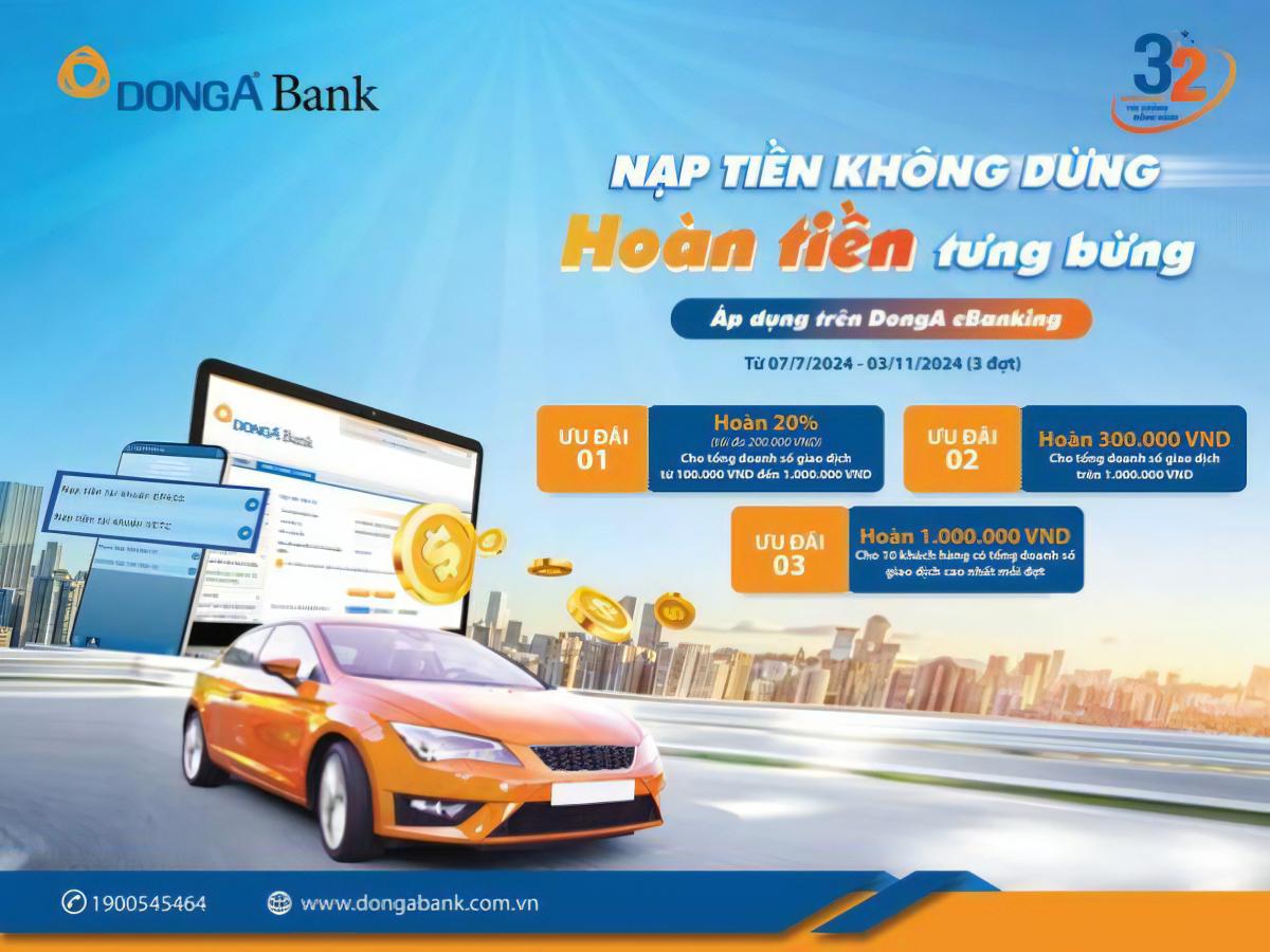 DongA eBanking hoàn tiền khách hàng nạp tiền thu phí không dừng