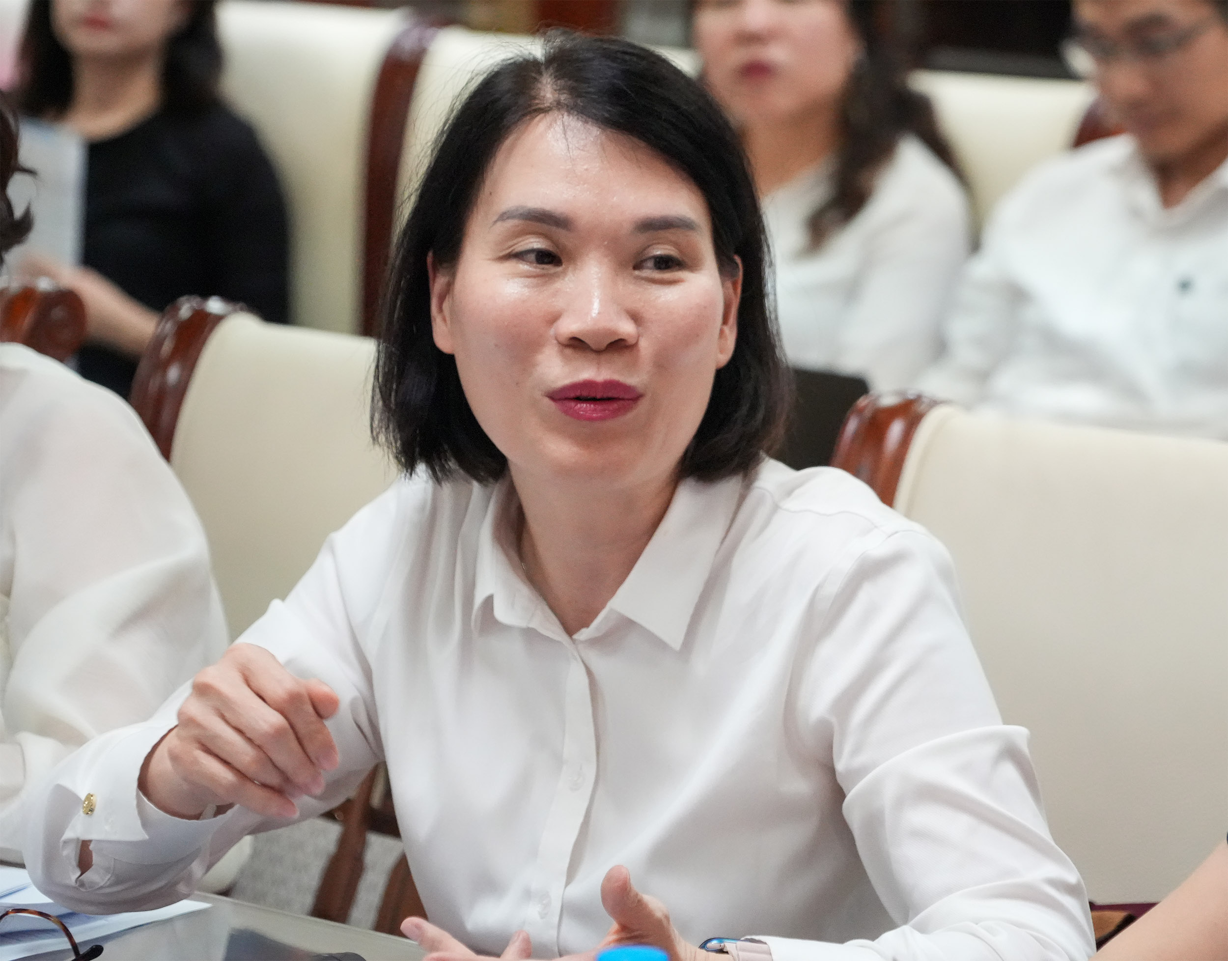 bà Bùi Lan Anh - Giám đốc Trung tâm thanh toán BIDV - Tổ trưởng Tổ giúp việc xây dựng Bộ quy tắc