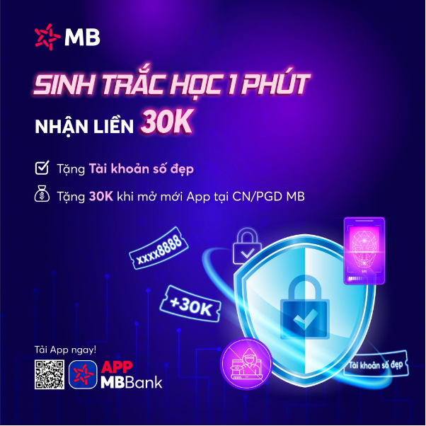 MB tiên phong áp dụng công nghệ AI để quét dữ liệu sinh trắc học cực nhanh trên App MBBank kèm theo combo quà tặng cực ưu đãi cho khách hàng mới