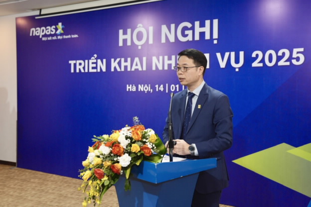 Ông Nguyễn Quang Hưng, Chủ tịch HĐQT NAPAS phát biểu tại Hội nghị