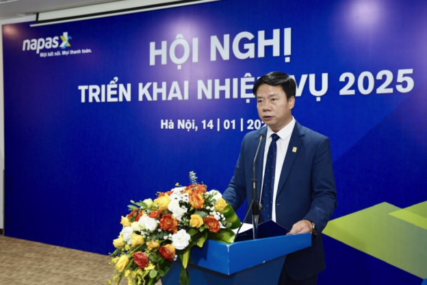 Ông Nguyễn Quang Minh, Tổng Giám đốc NAPAS phát biểu tại Hội nghị