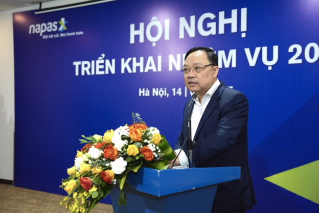Ông Phạm Anh Tuấn, Vụ trưởng Vụ Thanh toán phát biểu tại Hội nghị