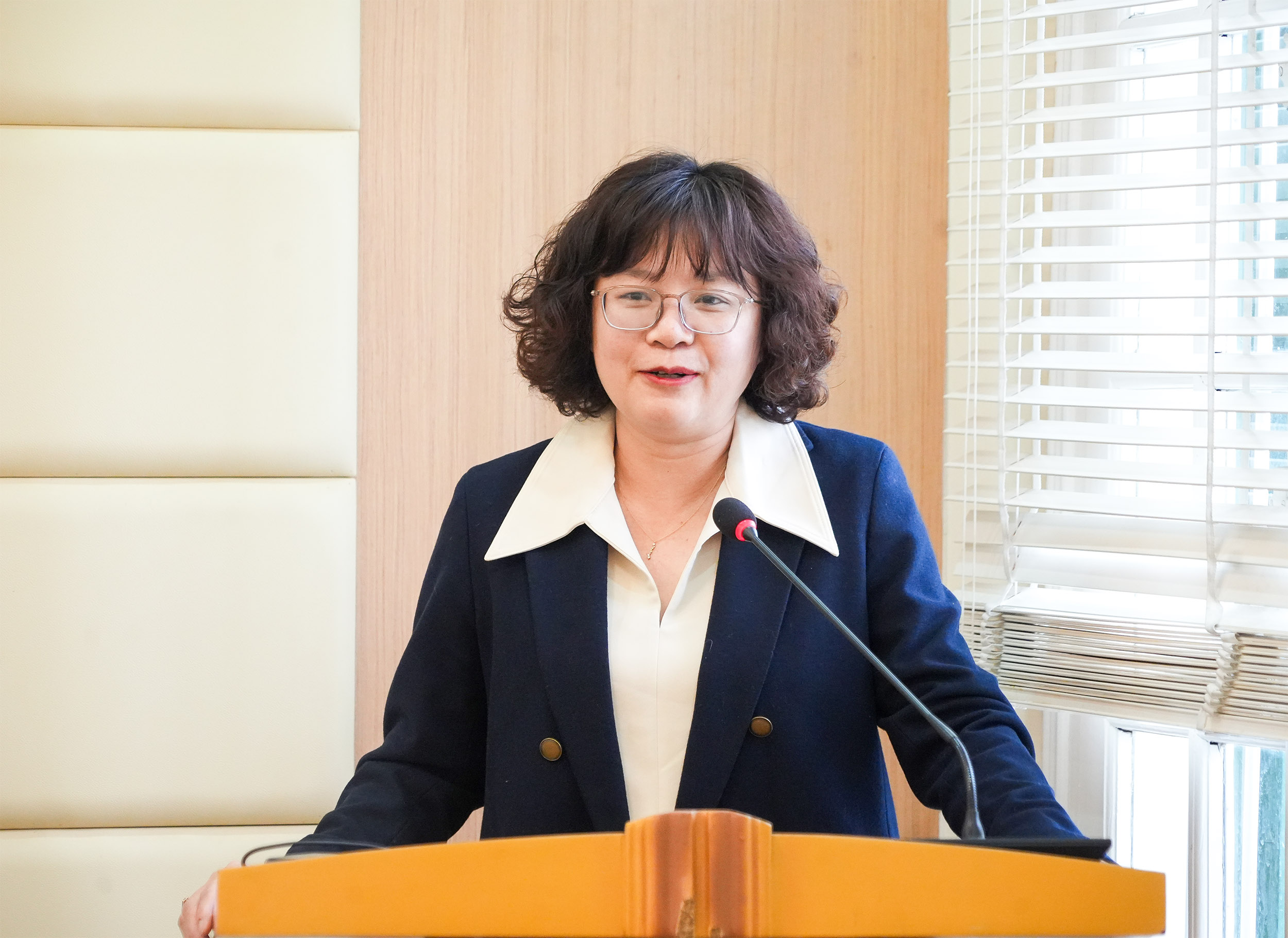 Bà Phan Hoàng Mai phát biểu
