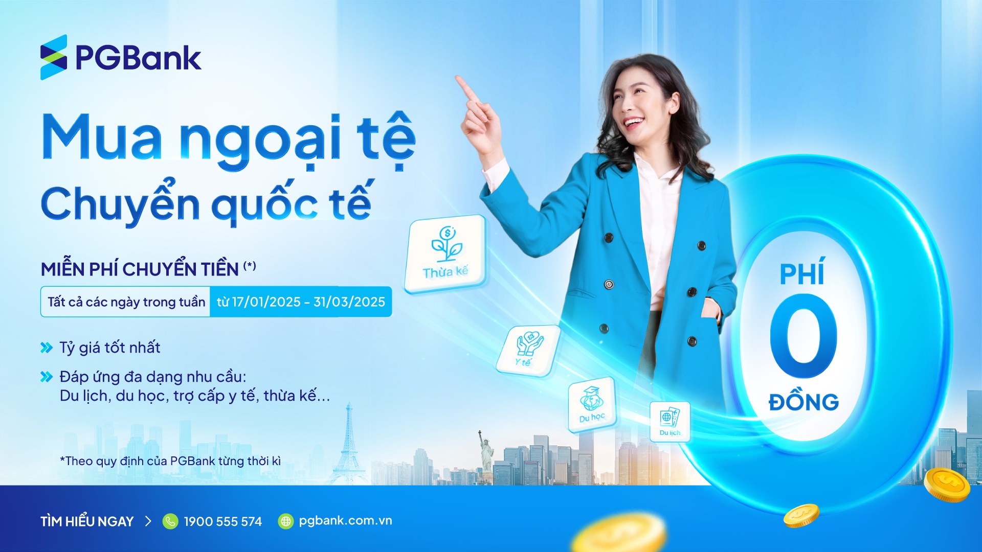 PGBank miễn phí chuyển tiền quốc tế dành cho khách hàng cá nhân