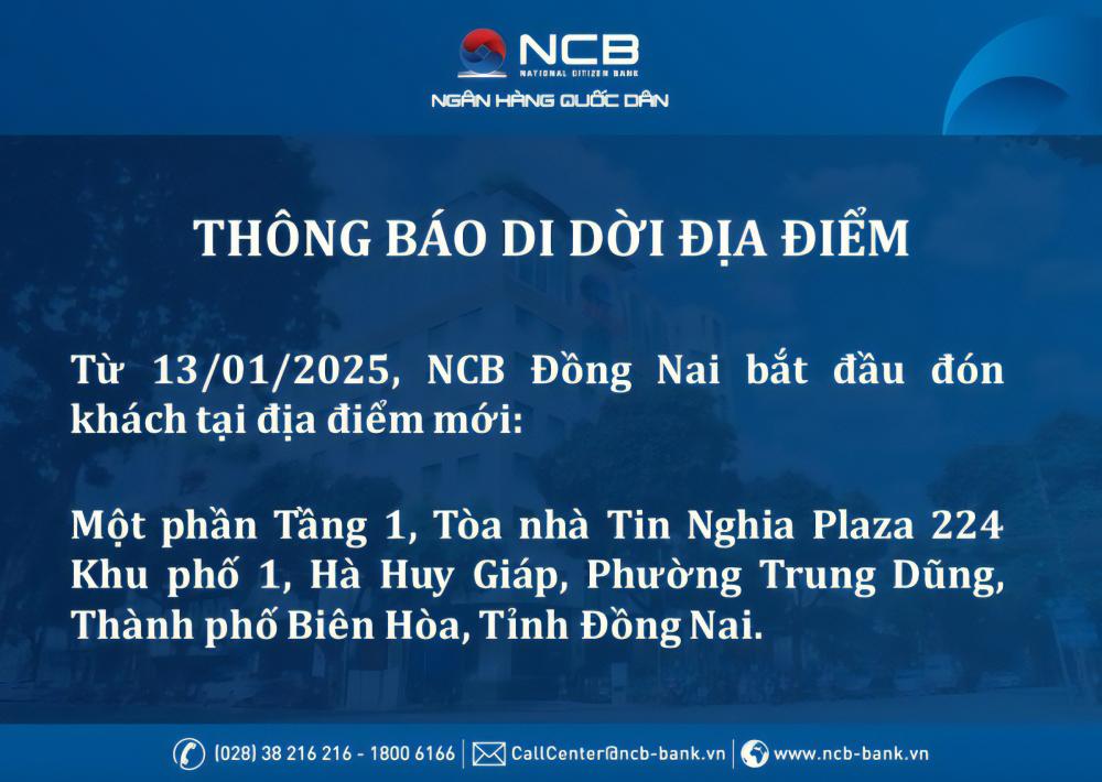 NCB thay đổi địa điểm giao dịch