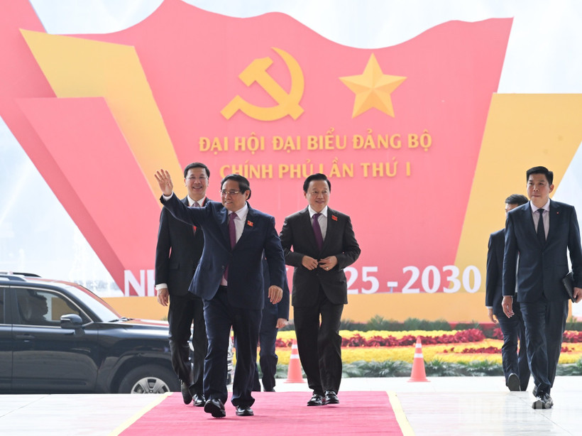 Thủ tướng Phạm Minh Chính tới dự và chủ trì phiên trù bị Đại hội đại biểu Đảng bộ Chính phủ lần thứ I, nhiệm kỳ 2025-2030. (Ảnh: Trần Hải)