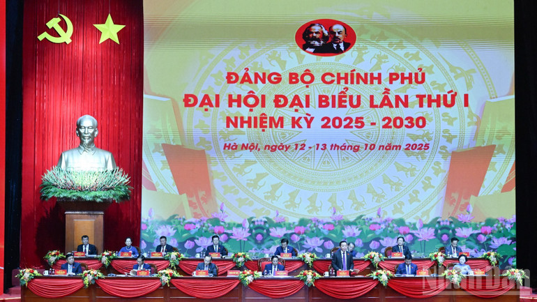 Quang cảnh Đại hội đại biểu Đảng bộ Chính phủ lần thứ I, nhiệm kỳ 2025-2030. (Ảnh: TRẦN HẢI)