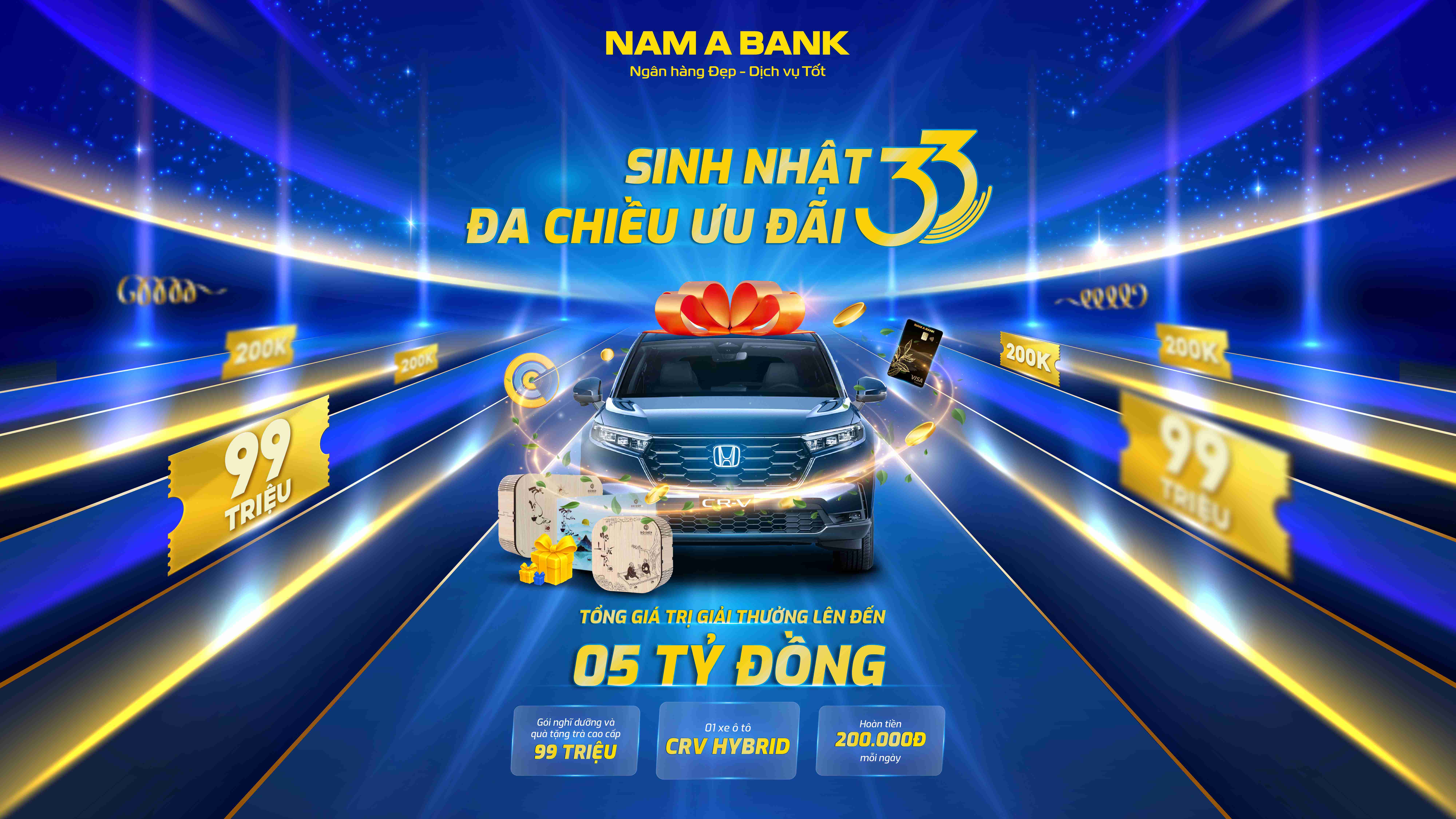 Nam A Bank kỷ niệm 33 năm với ưu đãi hoàn tiền, trúng xe Honda CR-V Hybrid
