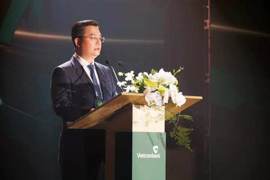 Chủ tịch HĐQT Vietcombank Nguyễn Thanh Tùng phát biểu khai mạc Hội thảo FDI Leadership Summit 2025.