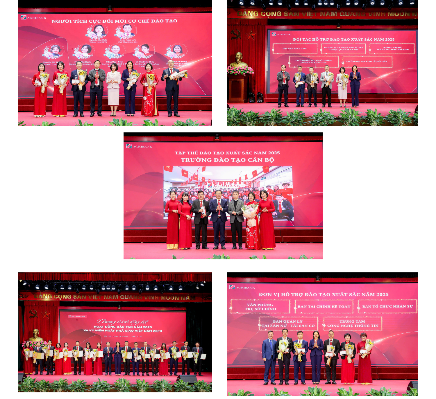 Các tập thể, cá nhân có thành tích nổi bật công tác đào tạo nhận quyết định khen thưởng của Ban lãnh đạo Agribank