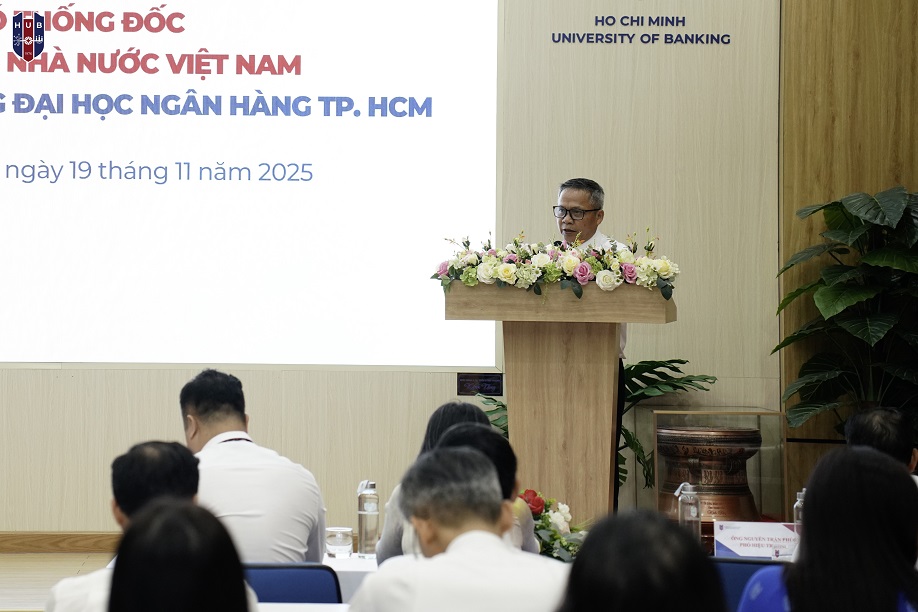 PGS.TS Đoàn Thanh Hà- Bí thư Đảng uỷ, Chủ tịch Hội đồng trường phát biểu