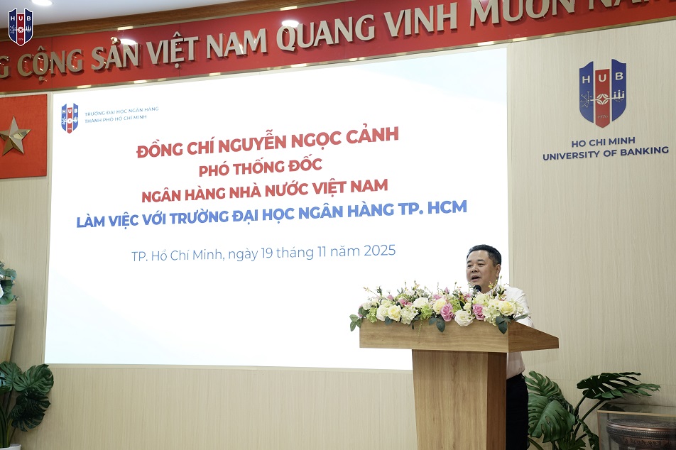Phó Thống đốc Nguyễn Ngọc Cảnh phát biểu tại buổi làm việc