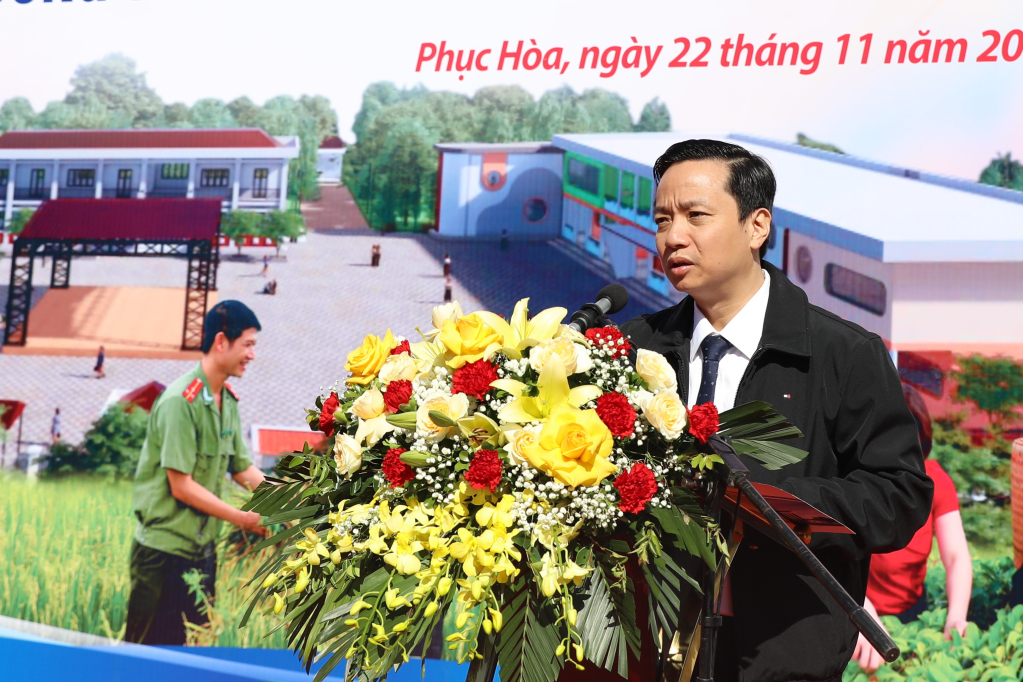 Ông Lê Hải Hòa - Phó Bí thư Tỉnh ủy, Chủ tịch UBND tỉnh Cao Bằng phát biểu tại buổi lễ