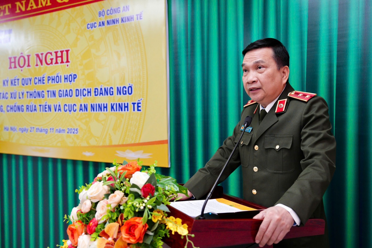 Trung tướng Nguyễn Sỹ Quang, Cục trưởng Cục An ninh kinh tế phát biểu tại Hội nghị