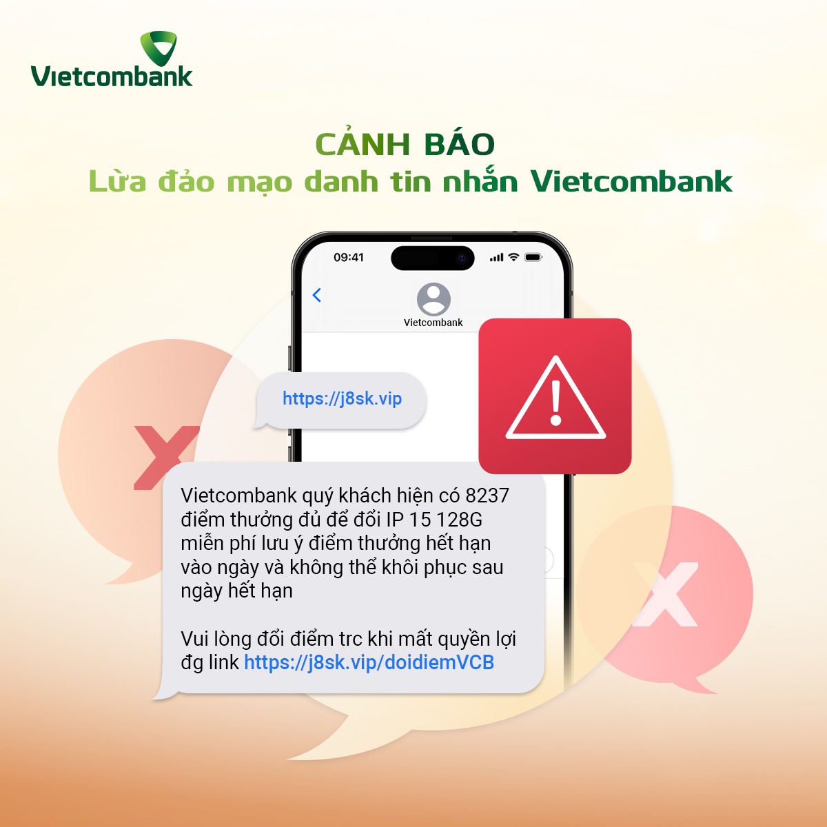 Cảnh báo: Mạo danh tin nhắn SMS Vietcombank hướng dẫn đổi quà để đánh cắp thông tin thẻ