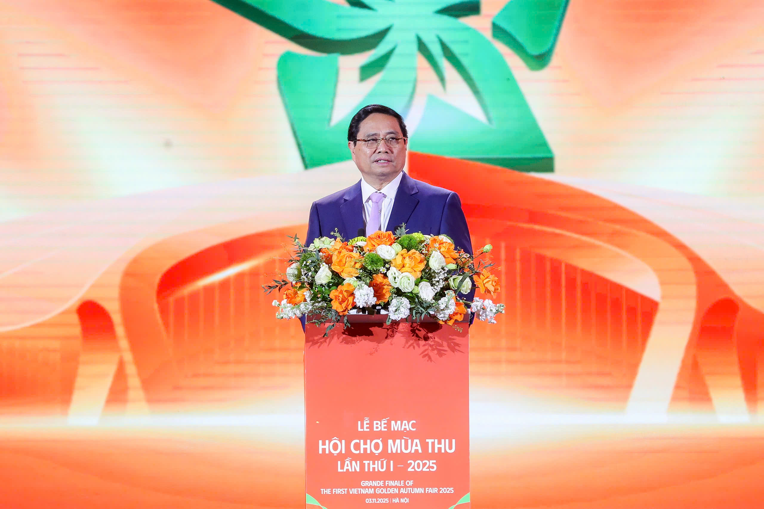 Thủ tướng Chính Phủ Phạm Minh Chính phát biểu chỉ đạo tại Lễ Bế mạc Hội chợ Mùa Thu lần thứ I năm 2025